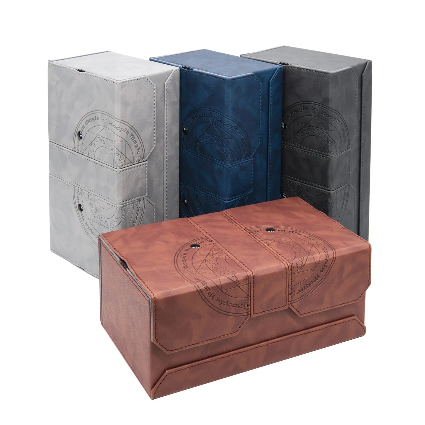 Premium Leather Deck & Dice Storage Box for 200+ Sleeved Trading Cards
