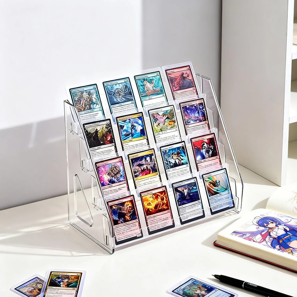 4-Tier Acrylic Display Stand for 16 Graded Trading Cards