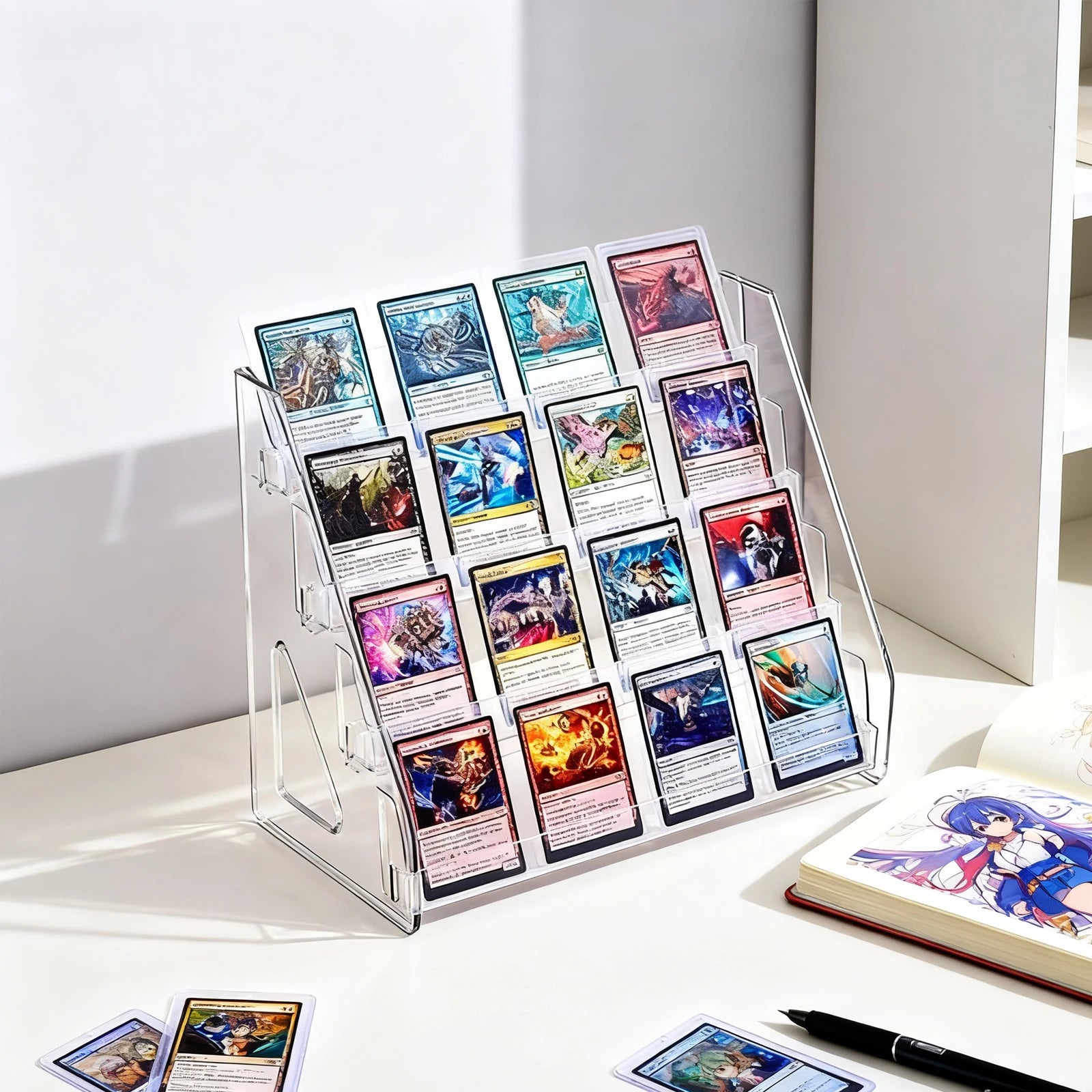 4-Tier Acrylic Display Stand for 16 Graded Trading Cards