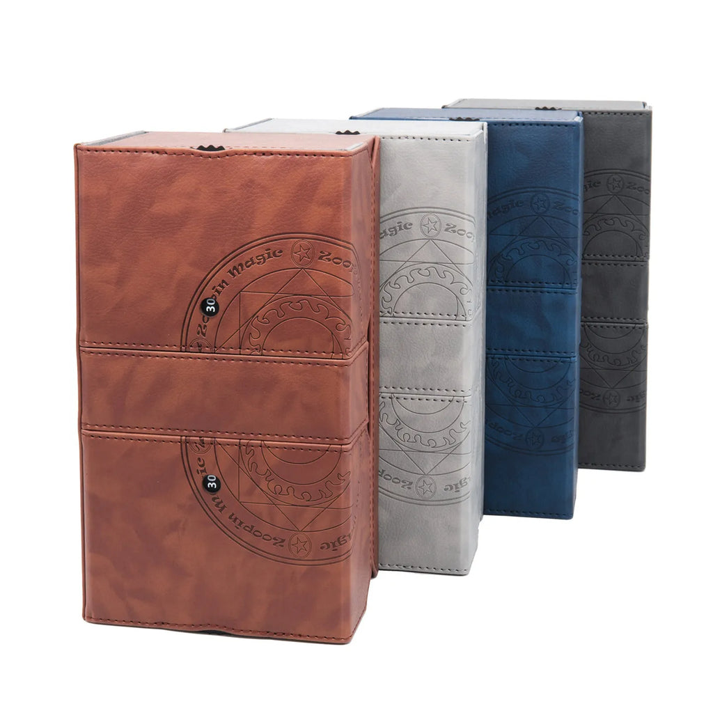 Premium Leather Deck & Dice Storage Box for 200+ Sleeved Trading Cards