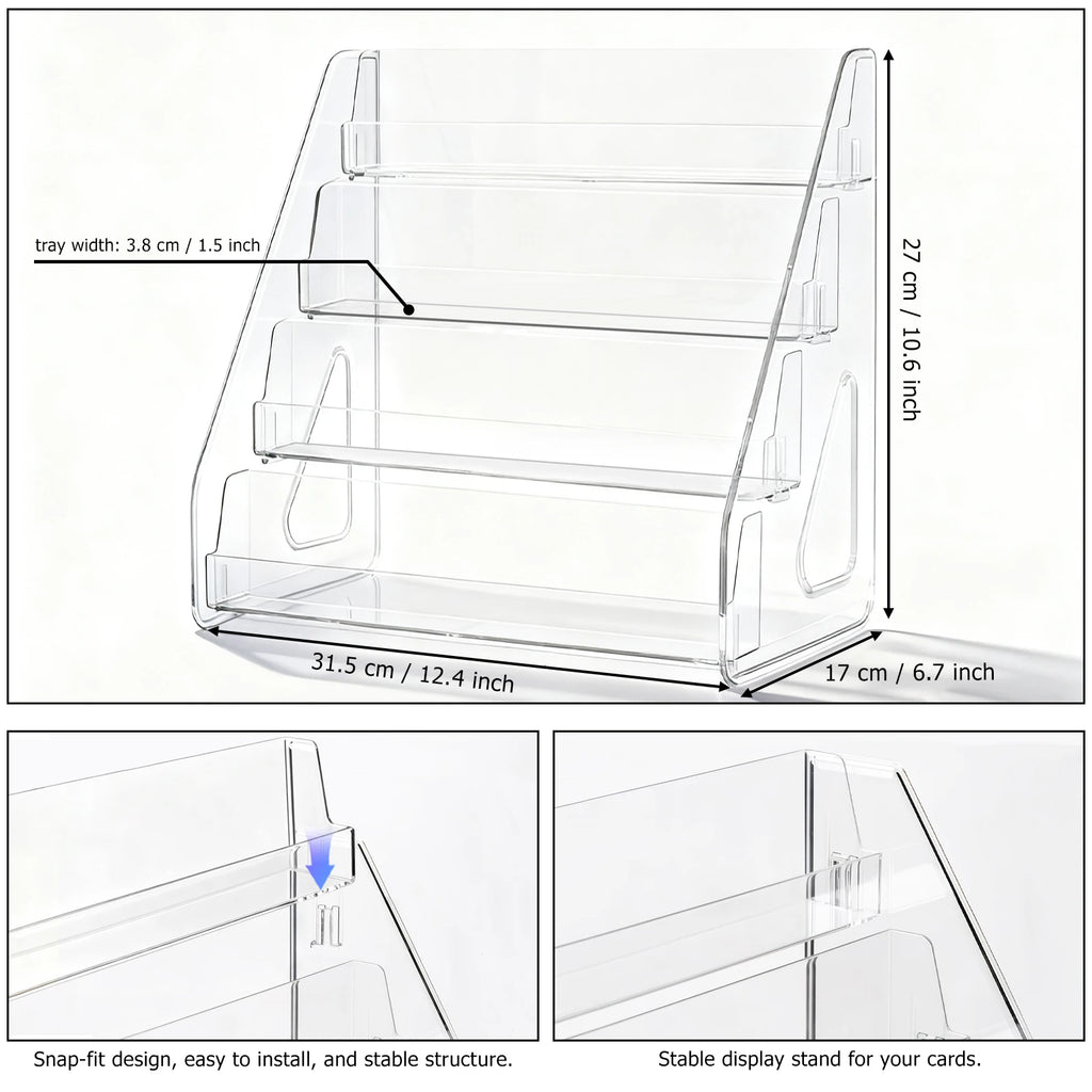4-Tier Acrylic Display Stand for 16 Graded Trading Cards