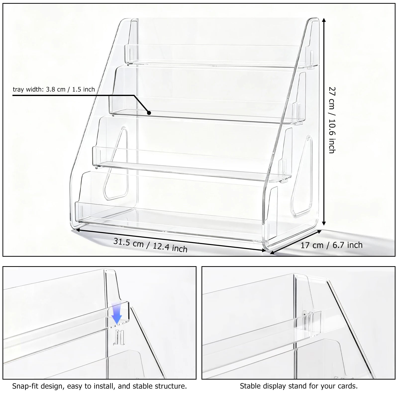 4-Tier Acrylic Display Stand for 16 Graded Trading Cards