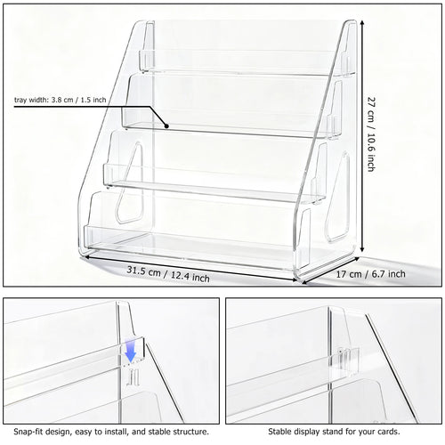 4-Tier Acrylic Display Stand for 16 Graded Trading Cards