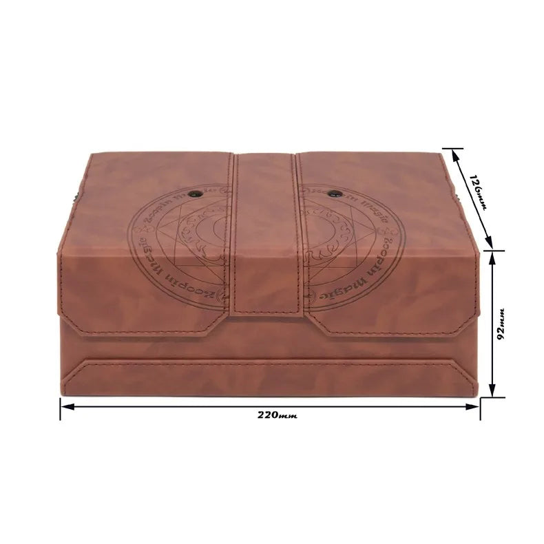 Premium Leather Deck & Dice Storage Box for 200+ Sleeved Trading Cards