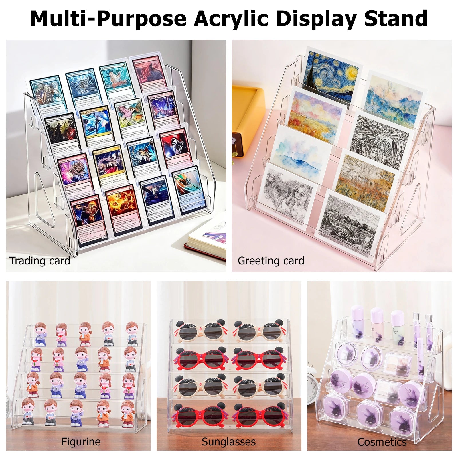 4-Tier Acrylic Display Stand for 16 Graded Trading Cards