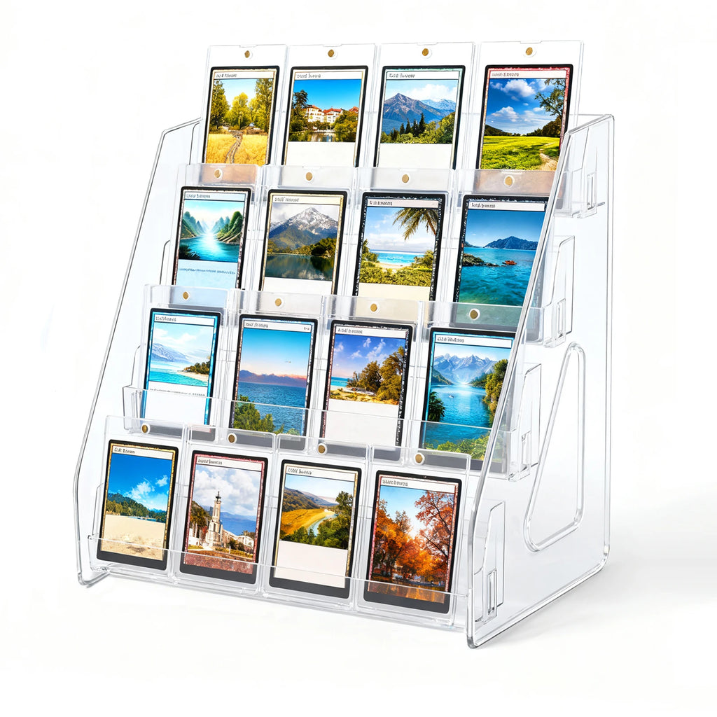 4-Tier Acrylic Display Stand for 16 Graded Trading Cards
