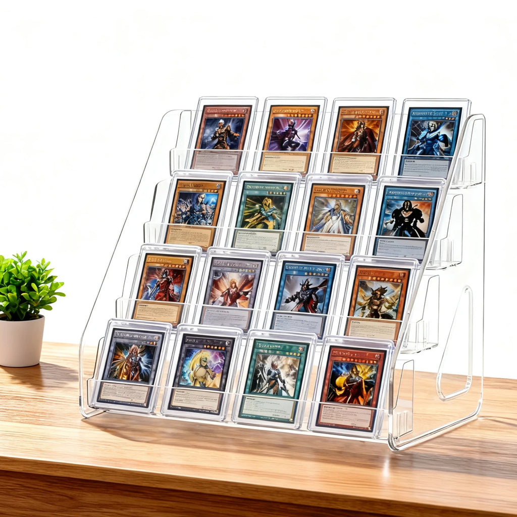 4-Tier Acrylic Display Stand for 16 Graded Trading Cards