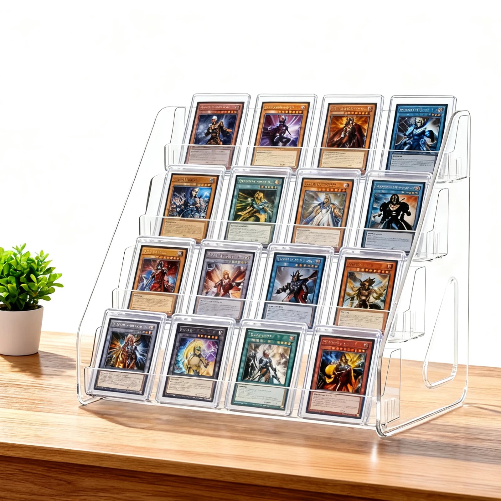 4-Tier Acrylic Display Stand for 16 Graded Trading Cards