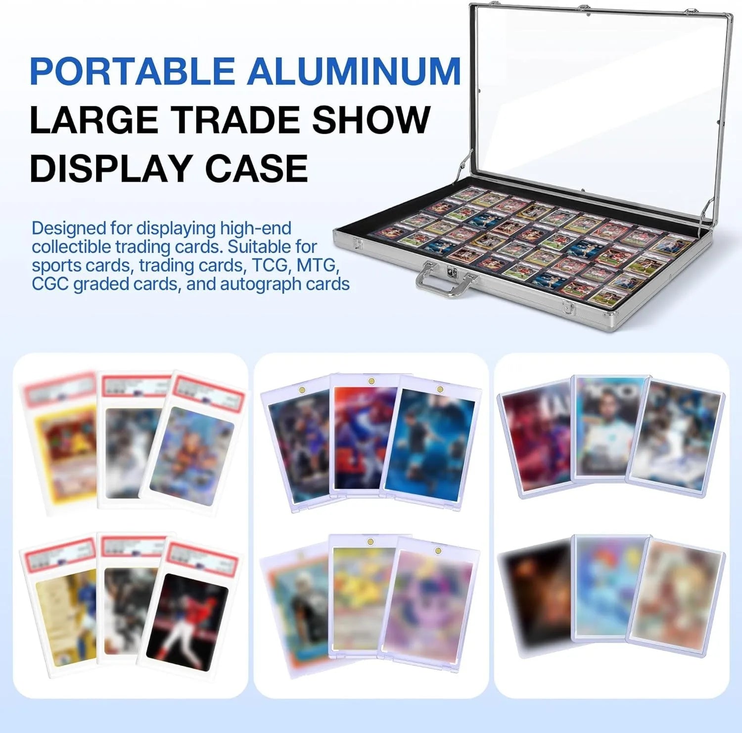 Lockable Aluminum Display Case for Graded & Trading Cards