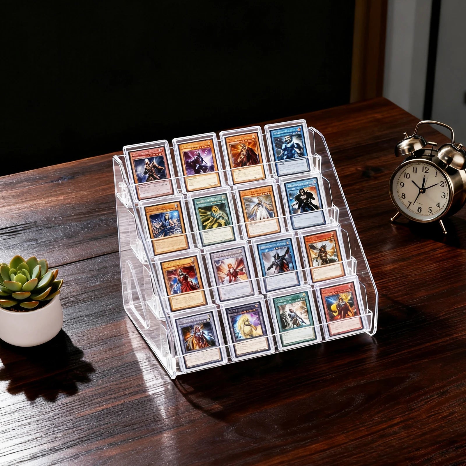 4-Tier Acrylic Display Stand for 16 Graded Trading Cards