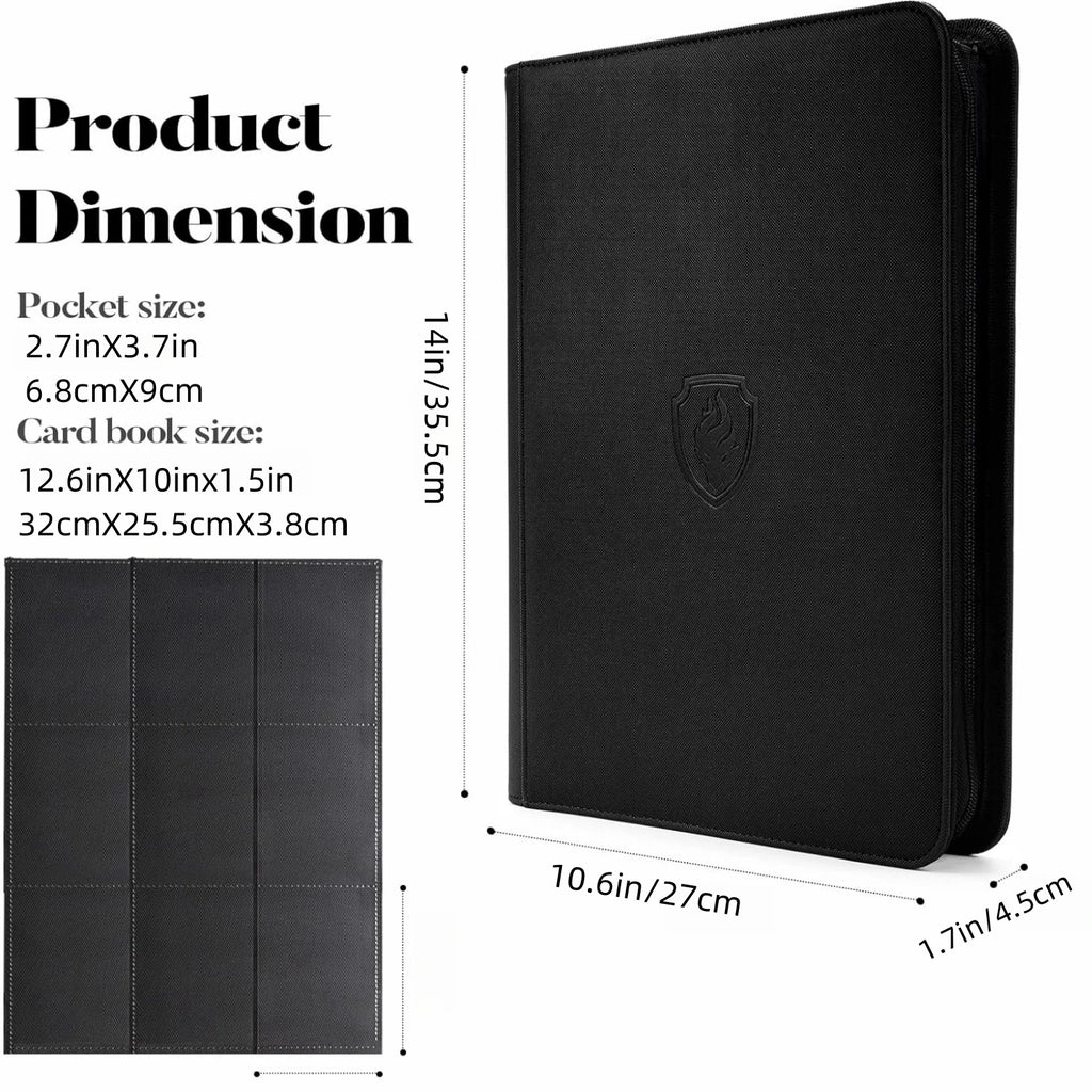 Premium 9 Pocket Trading Card Binder – 360 Card Zip Album